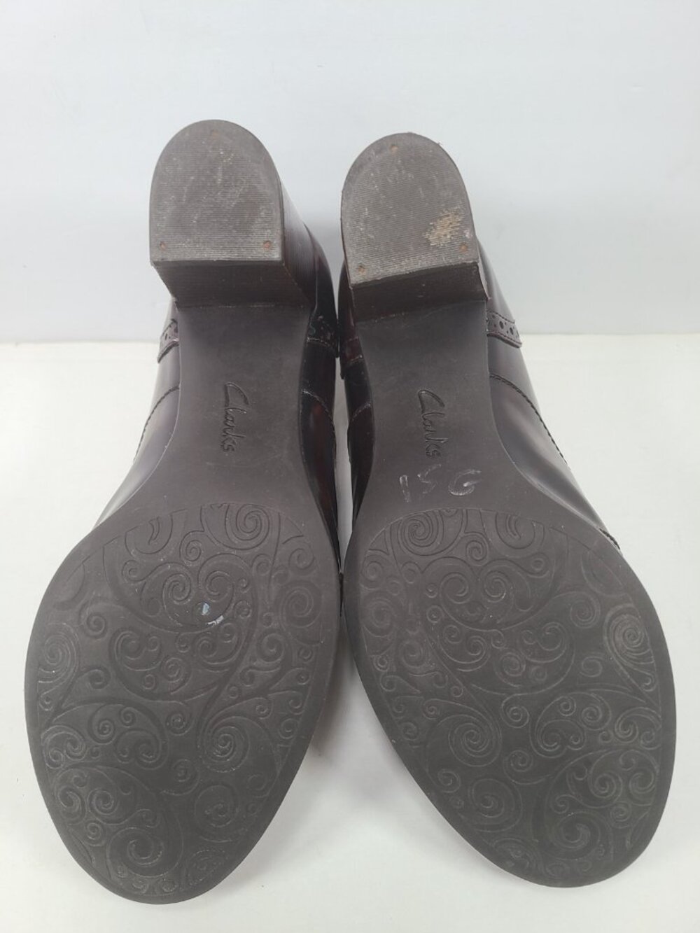 Clarks Artisan Ciera Pier Burgundy Brogue Heels  Brine Oxblood US 8 Wingtip - Picture 7 of 9